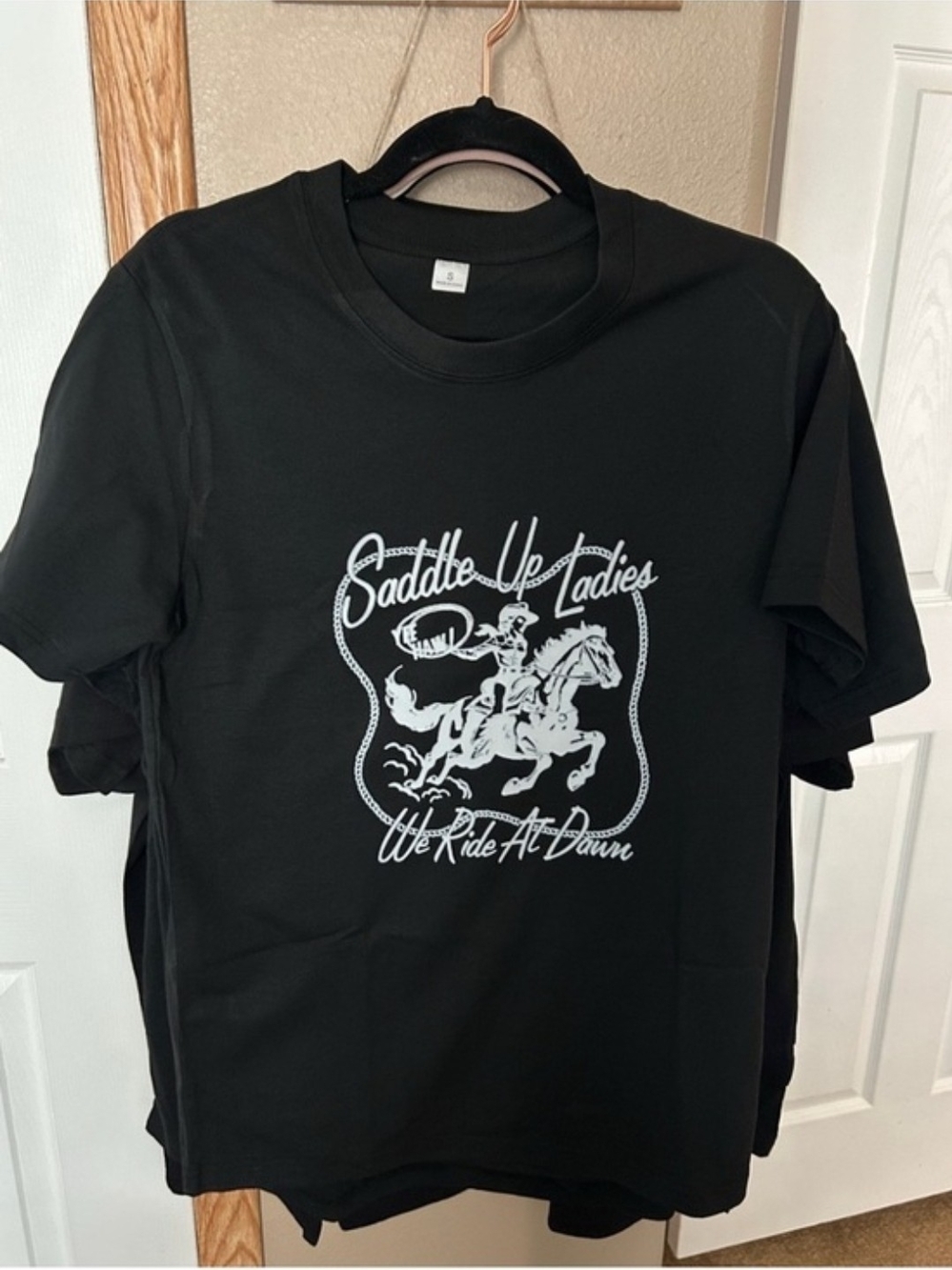 Cowgirl Western Cotton Tee in Black 'Saddle Up Ladies We Ride At Dawn' 2XL - Picture 5 of 8